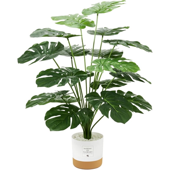 26" Large, Tropical Palm Tree Artificial Monstera Faux Tree with Pot for Office Living Room Decor Indoor