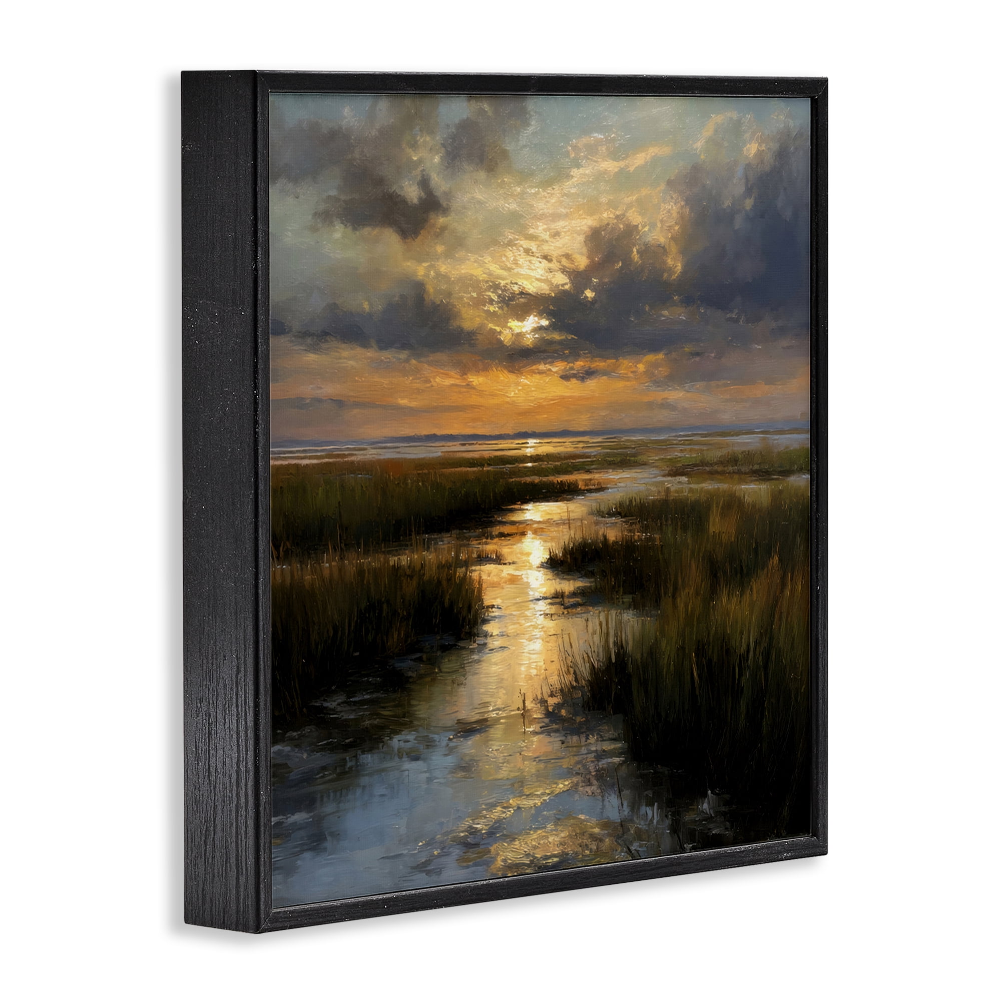 Stupell Industries Sunset Over Marshland Black Framed Giclee Art, design by Petal Prints Design