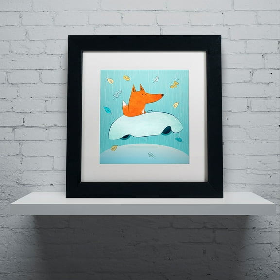 Carla Martell 'Fox in Car' Matted Framed Art
