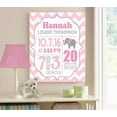 thumbnail image 4 of Personalized Canvas Birth Announcement Nursery Decor Gift, Elephant Design, Custom Name, Date, Weight & Length, Unique Boys & Girls Baby Shower Wall Art Presents, Color Pink # 2, Size - 8X10, 4 of 5