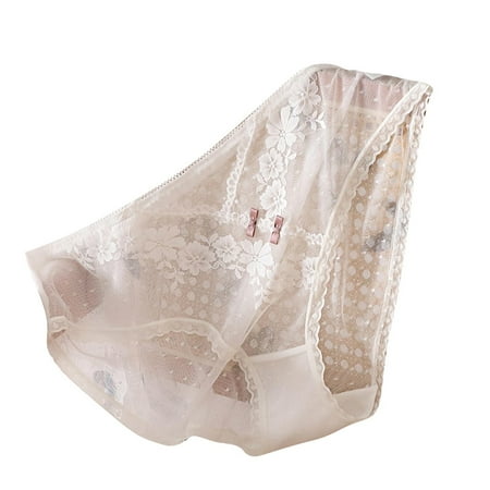 Wdfiry Sexy Lace Underwear Women Plus Size Panties Lace Hipster Panties Seamless Bikini Breathable Briefs
