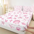 thumbnail image 4 of Manfei Watercolor Seashell Bow King Sheets,Coastal Style Bedding,4-Piece,1 Flat Sheet,1 Fitted Sheet and 2 Pillowcases, 4 of 6