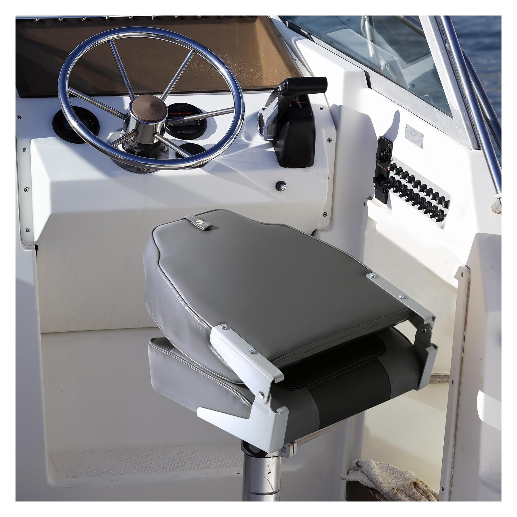 Mescukay 2 Pack High Back Folding Boat Seats - Elastic Cushion Boat Chair, Waterproof Fishing for Bass Tracker for Sightseeing Chair, Speedboat
