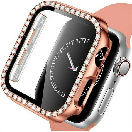 Yepband Hard Bling Case for Apple watch 41mm 40mm 38mm 45mm 44mm 42mm for Women, PC Crystal Diamond Tempered Glass Shell Protector Shockproof Cover Bumper for iWatch Series 8 7 SE 6 5 4 3 2 1