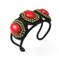 thumbnail image 2 of Organic Handmade Triple Oval Red Coral Brass Cuff, 2 of 3