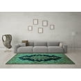 thumbnail image 3 of Ahgly Company Indoor Square Medallion Turquoise Blue Traditional Area Rugs, 5' Square, 3 of 4
