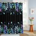 thumbnail image 4 of Shower Curtain Blue Purple Leaves Shower Curtains for Bathroom Decor, Waterproof Polyester Shower Curtain Set with Hooks, Small Stall Size 36" x 72" Leaf Branch Black, 4 of 9