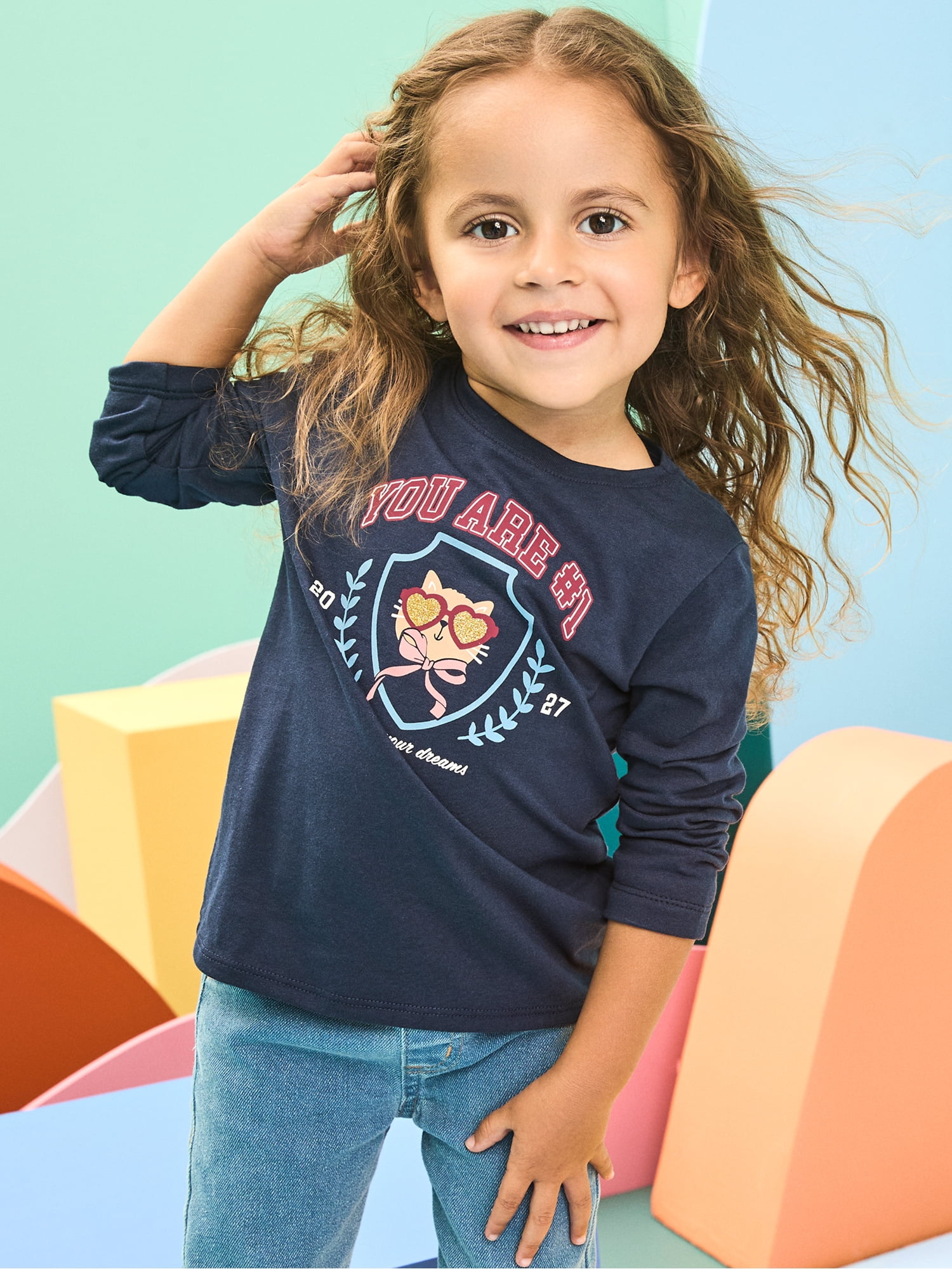 Garanimals Baby & Toddler Girl Long Sleeve Shirts, Single & 3-Pack, Sizes 0-6T