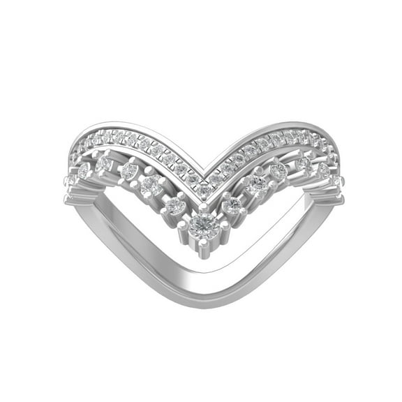 ARAIYA FINE JEWELRY 10K White Gold Round Lab Grown Diamond V Shaped Band Ring (1/2 cttw, VS Clarity, D-E Color) Size 5