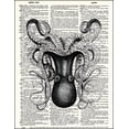 thumbnail image 2 of Upside Down Octopus - Dictionary Art Print Printed On Authentic Vintage Dictionary Book Page - 8 x 10.5, 2 of 3