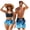 Blue Flame, variant on Green Fire Matching Bathing Suits for Couples Trendy Womens Bikini Sets Sexy Tie Knot Quick Dry Summer Shorts Swimwear for Women Men Summer Couples Swimsuits Matching Sets-S