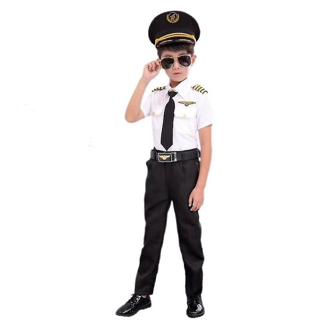 Nuevos disfraces de piloto profesionales para niños, Cosplay para niños y niñas, disfraz de azafata, uniformes de rendimiento de la Fuerza Aérea de avión, incluyen