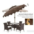 thumbnail image 6 of Outsunny 9' Patio Umbrella with Push Button Tilt and Crank,Double Top Ruffled Outdoor Market Table Umbrella with 8 Ribs,For Garden,Deck,Pool,Brown,Brown Polyester Garden Outdoor Canopies Gazebos, 6 of 10