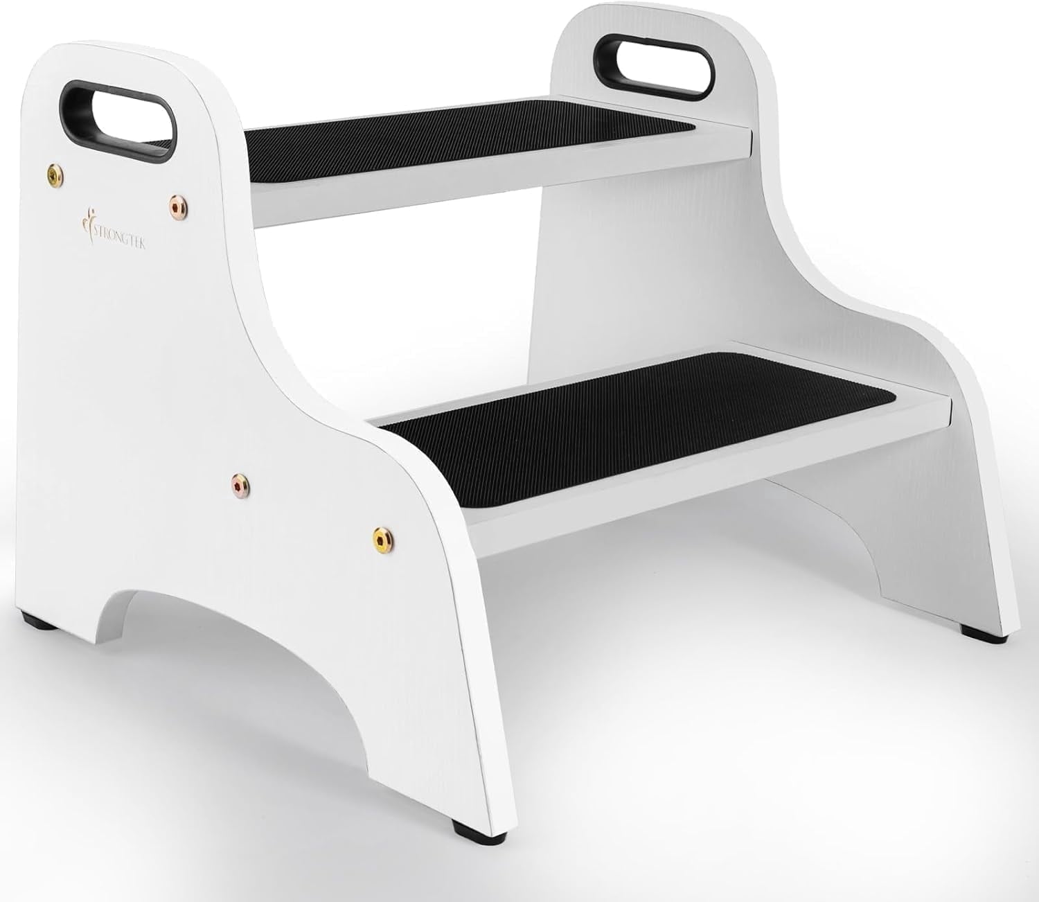 StrongTek Wood 2-Step Stool, White, 350 Lb Capacity photo 1