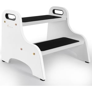 StrongTek Wood 2-Step Stool, White, 350 Lb Capacity