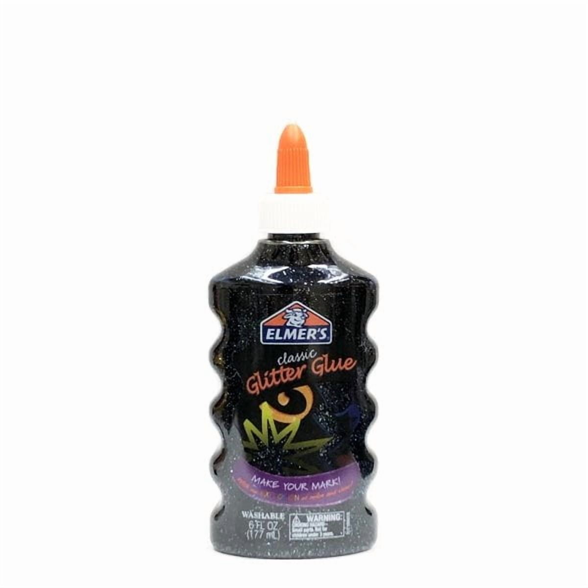Pack of 6 - Elmer's Washable Classic Glitter Glue - Black (6 fl. oz.) Great for Slime!