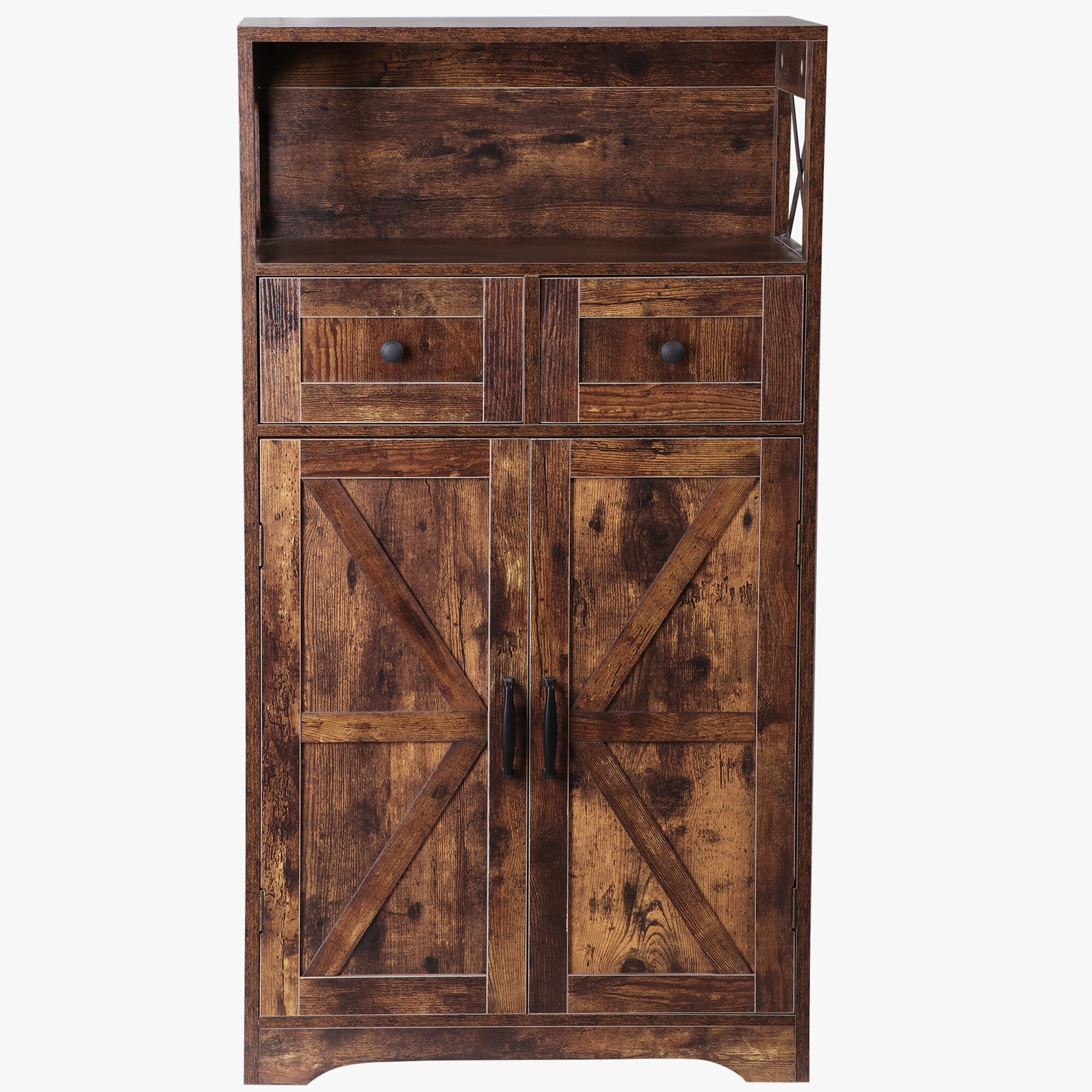 ZENSTYLE Storage Cabinet with 2 Drawers Durable Storage Organizer Floor Cupboard Home Decor Brown