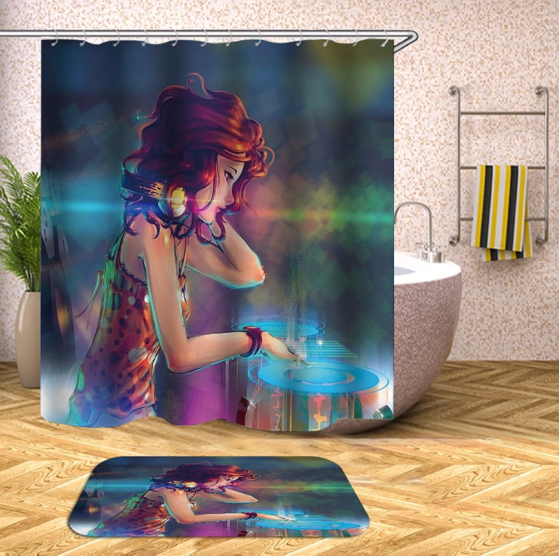 Cartoon girl Shower Curtain , Bathroom Decor , Shower Curtains floor