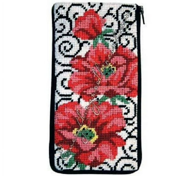 Poppies on Scrolls Eyeglass Case