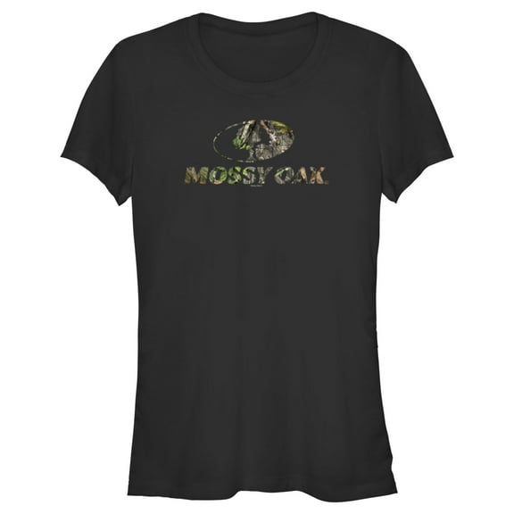 Junior's Mossy Oak Tree Filled Logo Graphic Tee Black X Large