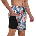 thumbnail image 2 of Cauagu Red Lobster Print Mens Swim Trunks Quick Dry Board Shorts Swim Shorts with Compression Liner Bathing Suits-3X-Large, 2 of 6