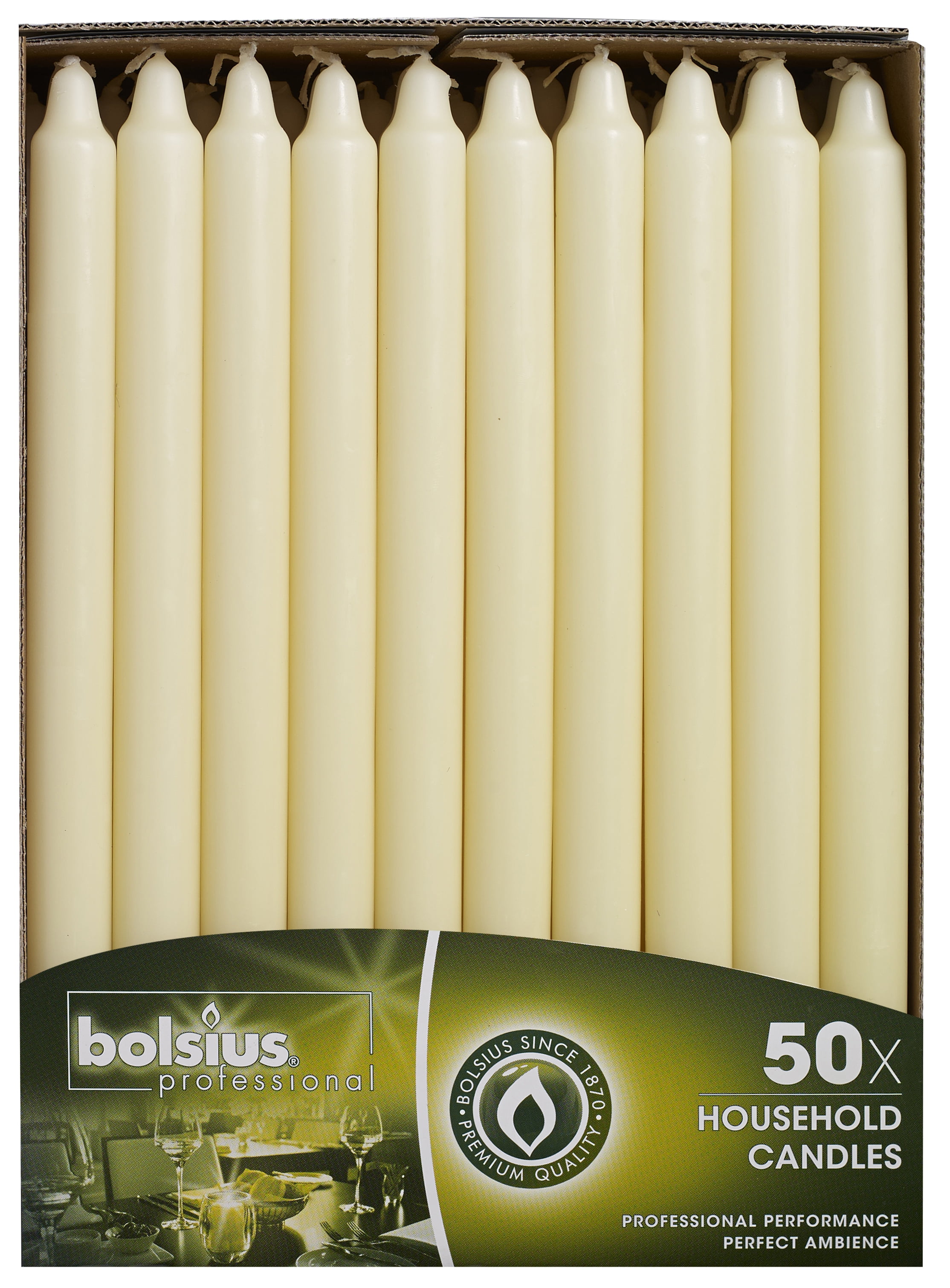Bolsius Tapered 10in Tabletop Candles in Red Made of Wax Pack of 100 