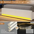 thumbnail image 3 of Afuhokles Full Bed Frame with Bookcase Headboard,LED Bed Frame with 4 Storage Drawers,Power Outlet, Modern Velvet Upholstered Platform Bed with 5 Shelf, No Box Spring Needed, Creamy White, 3 of 8