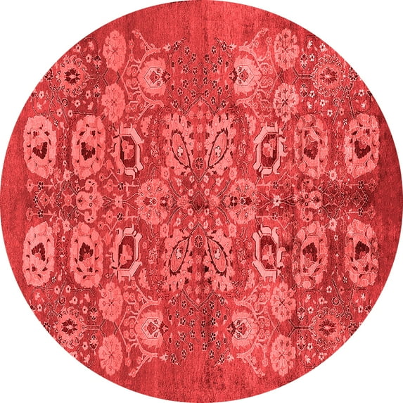 Ahgly Company Indoor Round Oriental Red Industrial Area Rugs, 7' Round