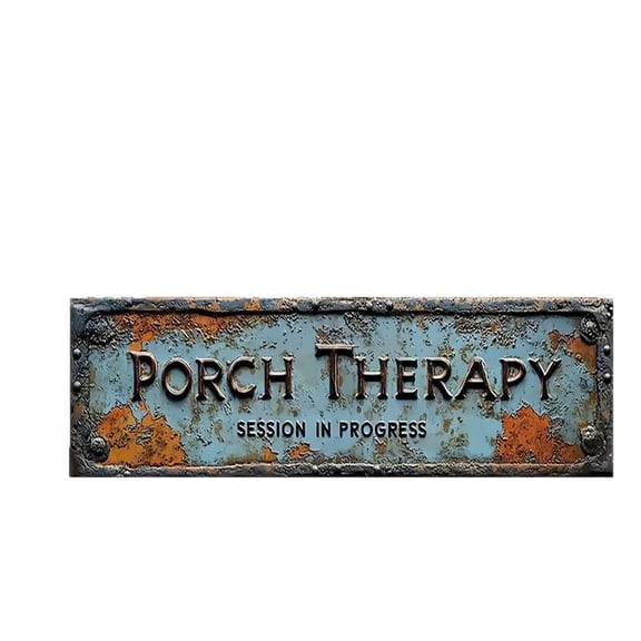 Porch Therapy Decorative Sign, 4x16 Inch Aluminum Wall Decor,2D Flat,Distressed Rustic Sign for Porch, Patio, Outdoor & Leisure Space Decor(xw)