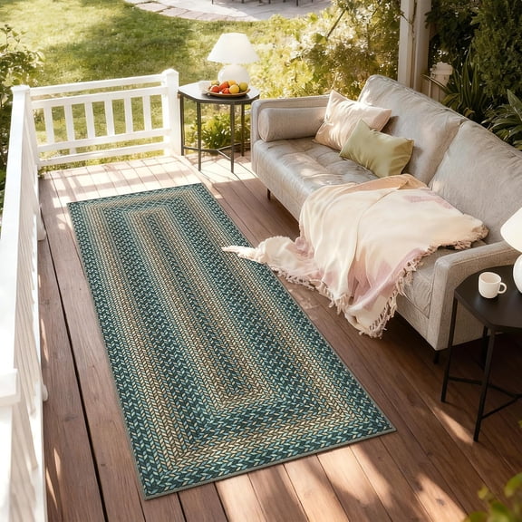 2x6 Runner Rug Living Room Washable Non-Slip Low-Pile Boho Navy