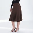 thumbnail image 2 of Flared Midi Skirt for Women Elastic Waist A Line Swing Skirt Casual Office Workwear Modest Long Skirts, 2 of 5