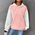 thumbnail image 2 of Yuyuzo Womens Fall Hoodie Long Sleeve Color Block Sweatshirts Drawstring Textured Pullover Tops, 2 of 6