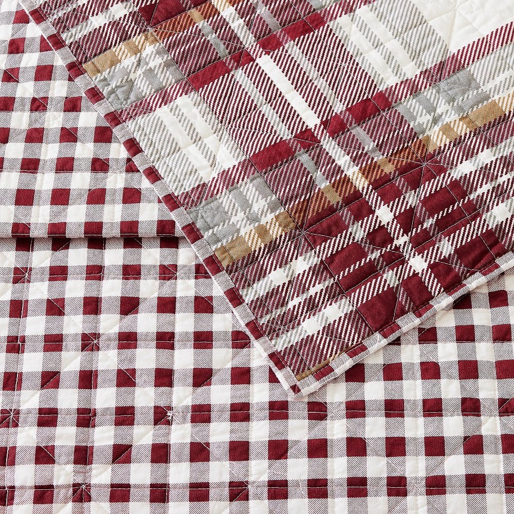 Laurel & Mayfair Camden Plaid Red 3-Piece Quilt Set, King