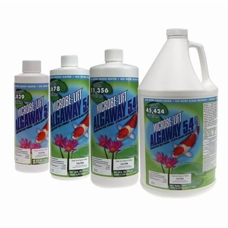 MICROBE-LIFT Algaway 5.4 Algae Control Treatment for Ponds and Water Gardens, Safe for Koi Fish, Goldfish, Plants, and Decorations (2.5 Gallon)