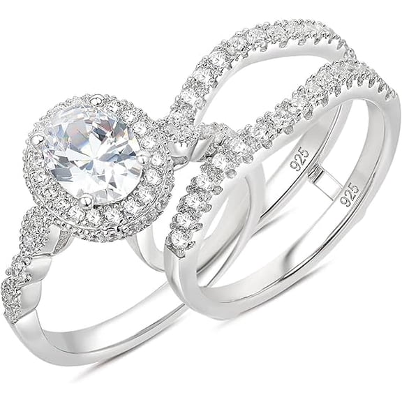Divine_creation 2.00 Ct Oval Cut Diamond Womens Wedding Bridal Ring Set 14K White Gold Plated 925 Sterling Silver -7.5