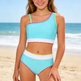 thumbnail image 3 of Tiijoy Girls Bikini Swimsuit Color Block Asymmetrical Bathing Suit Swimwear, 2-Piece, 3 of 3