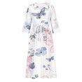 thumbnail image 4 of WFJCJPAF 2025 New Product Autumn Dresses for Women under $10 Plus Size,Women's Summer Printed Fashion Three-quarter Sleeve Turndown Collar Dress - Clear S, 4 of 5