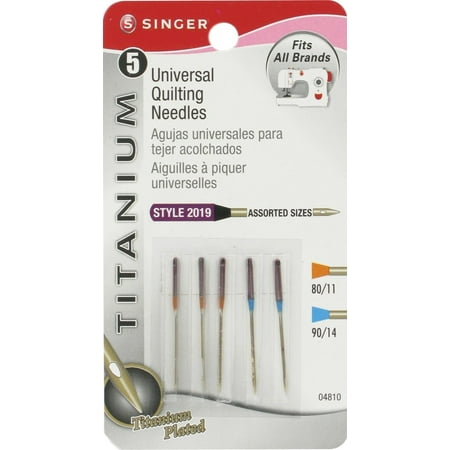 Titanium Universal Quilting Machine Needles, Assorted Sizes, 5-Pack, Singer titanium universal quilting machine needles are used for quilting,.., By
