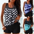 thumbnail image 2 of Jacenvly Swimsuits for Women 2Pcs Clearance Bathing Suits Tankini Sets Swim Tops with Low Waist Shorts Blue, 2 of 11