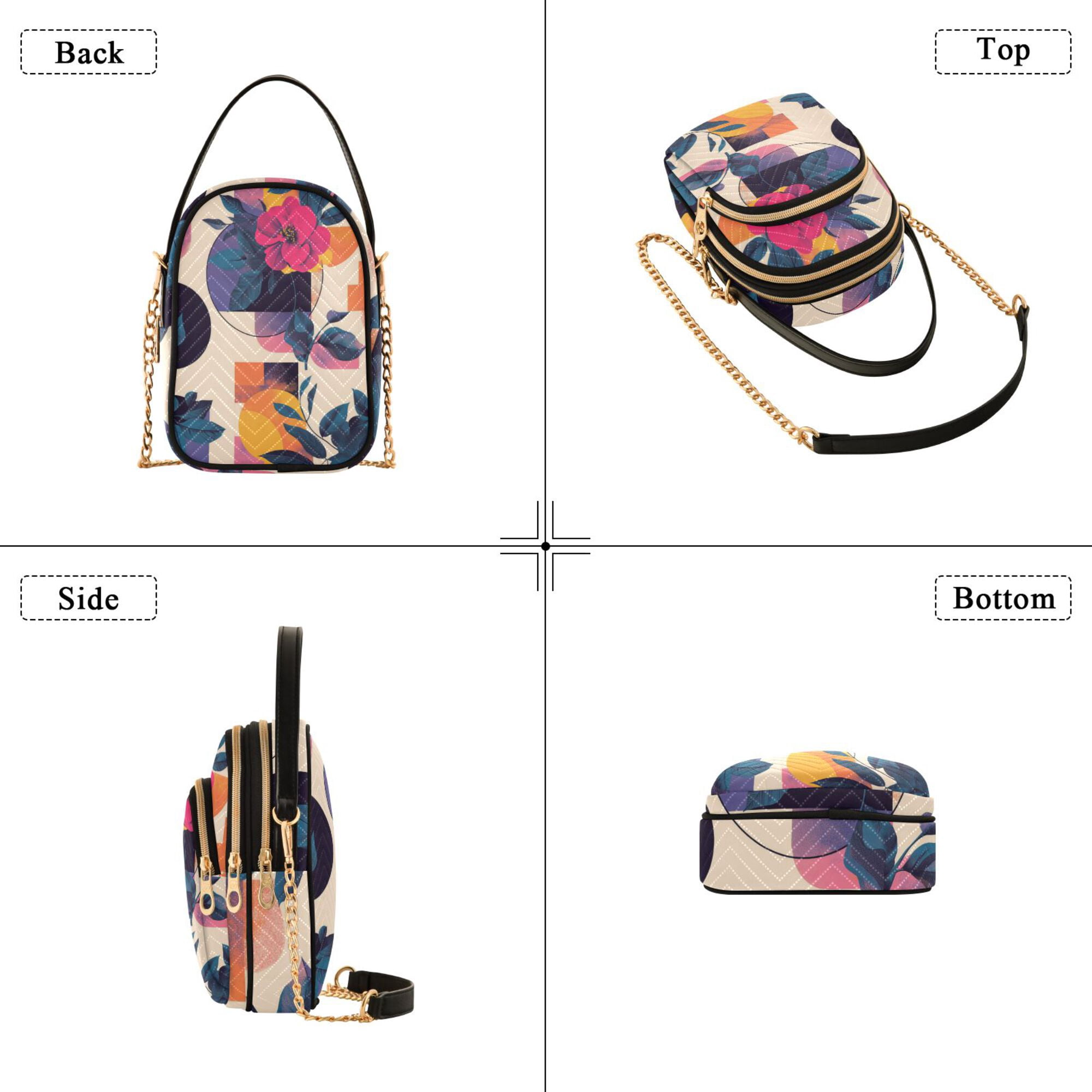 FORMRS Crossbody Bag for Women Quilted Travel Shoulder Cell Phone Purse with Chain Strap Handbag, Flowers Pattern Style