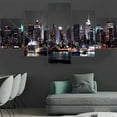 thumbnail image 3 of ccocc Canvas Wall Art, Modern City Nightscape Prints, Living Room Wall Decor, Bedroom Wall Decor, High-Resolution Artwork, 5-Piece, 3 of 6