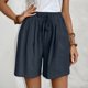 thumbnail image 1 of Karight Womens Bermuda Shorts Pull-on Retro Ruched Front Casual Baggy Cotton Linen Lightweight Straight Crop Pants Pocket, 1 of 9