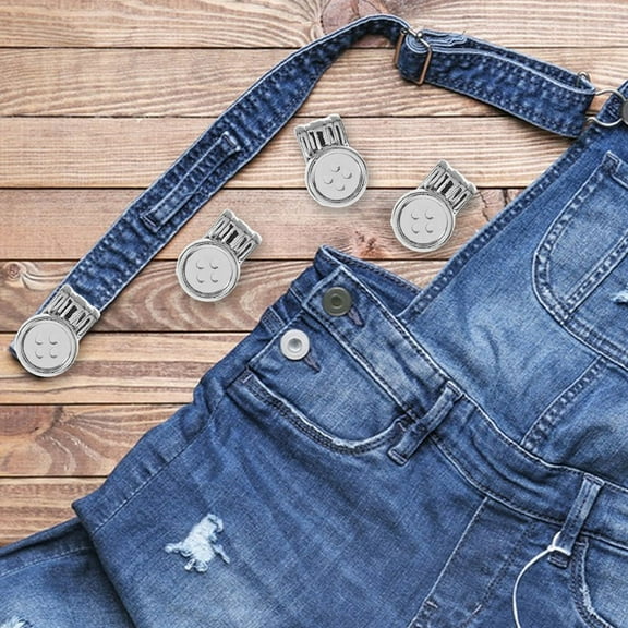 OUNONA 4pcs Movable Metal Suspenders Buttons No Sew Silver Clasp for Jeans Pants Suspenders Hats 0.5 Inch