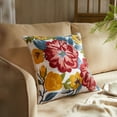 thumbnail image 4 of Mainstays 100% Cotton Canvas Reverse to Yarn Dye Embroidered Ambreta Flower Pillow, 18" x 18", 4 of 7