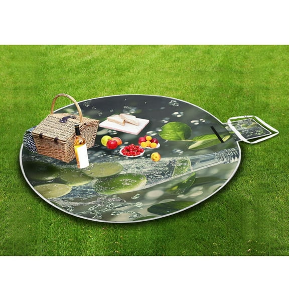 Picnic Blankets Teencool Beach Blanket Creatively Lime Slices in Sparkling Water Pattern Outdoor Blanket for Travel