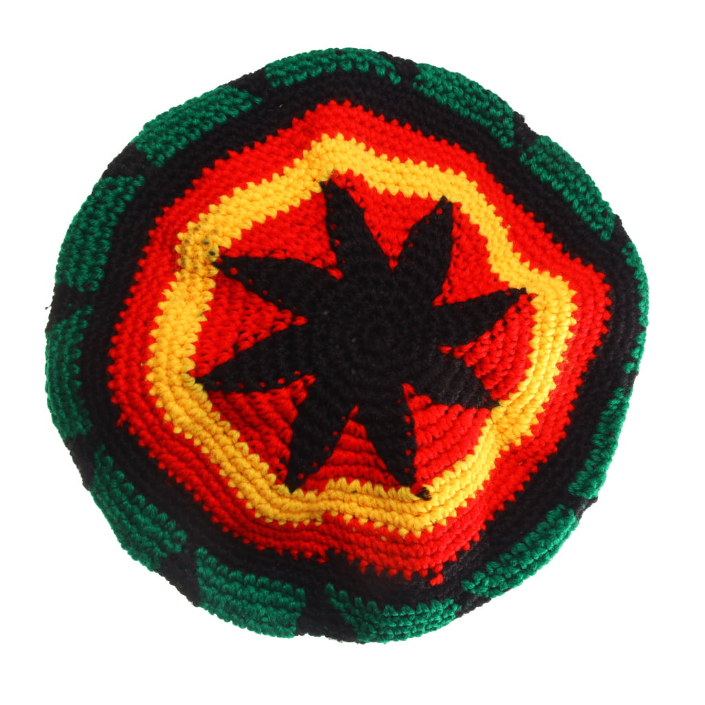 BUNFIREs Pattern Crocheted Rasta Dreads Dreadlocks Tam Beret Slouchy Green Large Rasta Hat