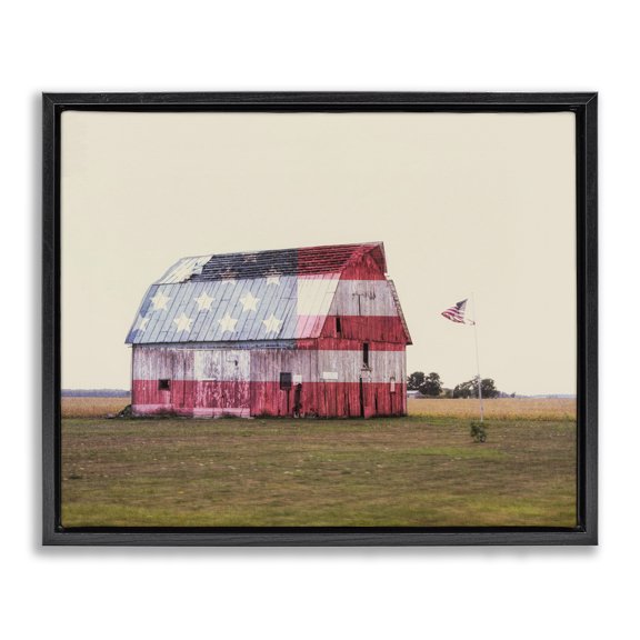 Stupell Industries Traditional Americana Farmhouse Barn Black Floating Frame Canvas Art, 21 x 17, by Daniel Sproul
