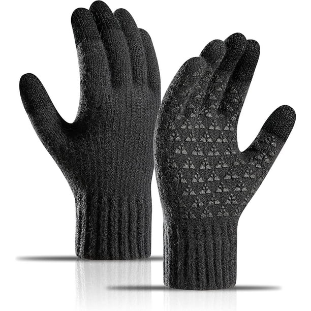 Hiver Chaud Hommes et Femmes Gants de Laine Tricot Touchscrren Gants Double  Couche Molleton Doublé Antidérapant Épaissir Gants 