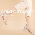 thumbnail image 3 of ELElax Heels for Women Open Toe Ankle Strap Chunky Heel Sandals 2.25 Inch Leather Low Heeled Sandal Casual Party Wedding Event Summer Shoes，Silver,Size 6, 3 of 6