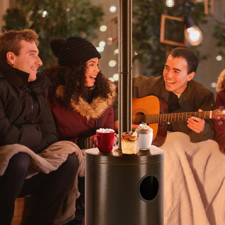 EDX 48,000 BTU Propane Patio Heater, Comes with Double Heating Grid and Wheels，Portable Design for Home, Commercial, Brown